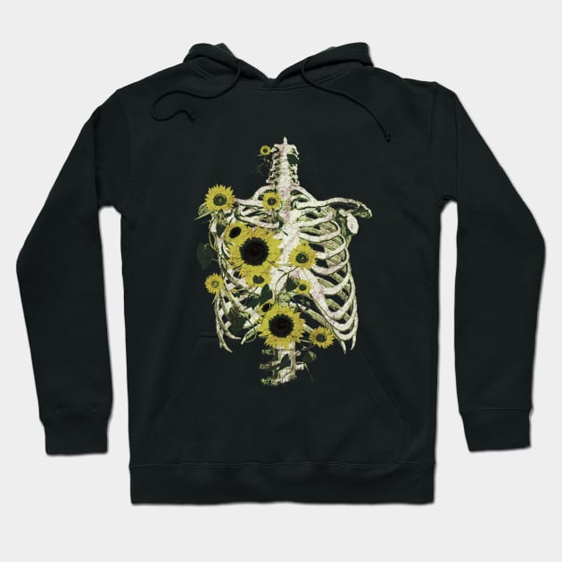 Botanical anatomy, rib cage, pelvis, flowers skeleton Hoodie by Collagedream